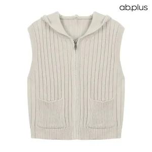 [ab.plus] 포켓 골지 집업 니트 조끼 (LSA1MV31A)