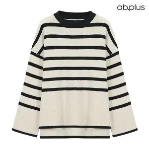 [ab.plus] 루즈핏 배색 스트라이프 니트 (LSZ4MW44A)