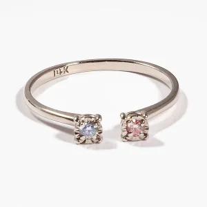 [샤밍주얼리]핑크 화이트 랩 다이아 오픈 링 반지 2mm 마디 레이어드 여자 친구 생일 기념일 선물