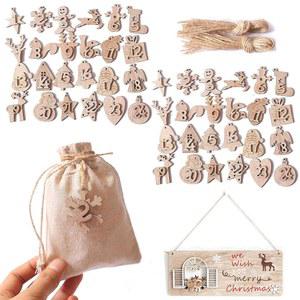 크리스마스 2, 걸이 트리 기프트 DIY 나무 달린 공예 장식용 로프가 펜던트 48개의 카운트다운 24일 다히 장식품, 숫자 어드벤트 태그, 설정 캘린더 장식품