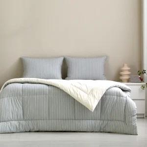 [모던하우스] 퓨어코튼 60수 고밀도면 극세사 차렵이불 퀸 그린 스트라이프