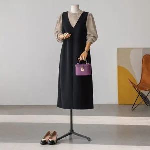 (안나앤플러스) 에뜨 브이넥 나시 원피스[드레스DZ254] 빅사이즈