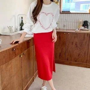 [라일리여성의류] Rly 샤스커트 밴딩 베이직 h라인스커트 리카듀 새틴