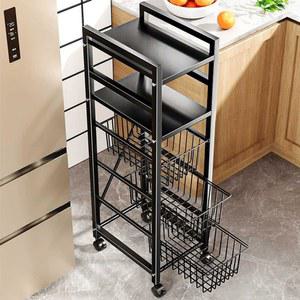 이동식 틈새 수납 검정 2망 서랍 2판 4단 주방 선반 32cm