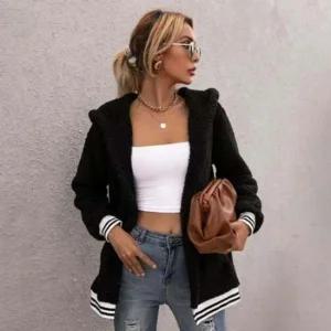 후드 시보리 오픈스타일 양털 LC51200 가디건