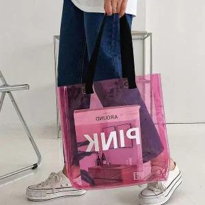 [콩심팥심]여름 핑크 비치 pvc 바캉스 가방 백 여름가방 물놀이가방