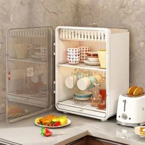 [골드스마일]컵 수납키친박스 식기보관함 화이트 2단 식탁정리 컵정리대