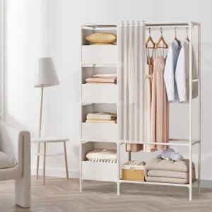 철제 행거 무타공 더블 시스템 드레스 룸 행거 옷장 선반 리빙박스 선반장 수납장 간이 이불 침실