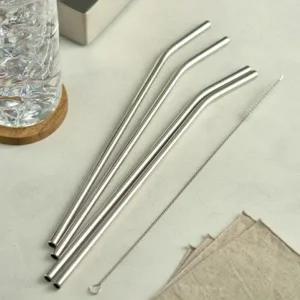 [골드스마일]다회용 스텐 스트로우 커브형 빨대 세척솔 세트 30cm 아기스텐빨대컵