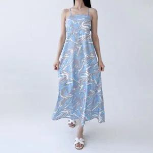 [하프클럽/]여자 크로스 홀터 여름 롱원피스 DJW-OPS-SGSSDR221-그레이블루
