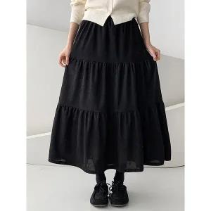 [하프클럽/]코듀로이 캉캉 롱스커트 밴딩 티어드 골덴 가을 겨울 치마 데일