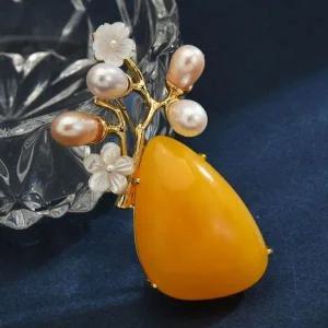 [골드스마일]꽃 브로치 해바라기 곰보핀