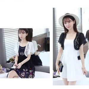 [하프클럽/]시폰 볼레로가디건원피스룩 니트집업 쇼트 머플러 여성용 망사