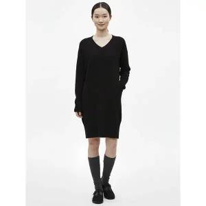 [하프클럽/샵앤]여성 V넥 무지 데일리 루즈핏 무릎기장 니트 원피스 EGG-WDR-20