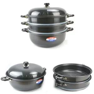 튀김냄비 경질 3단 찜기 찜솥 겸용 튀김솥 튀김팬 36cm 26호 찜통냄비