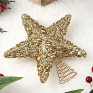 크리스마스 오너먼트 골드 트리탑 반짝이별 트리 장식 연말 파티 인테리어 골드트리 황금별