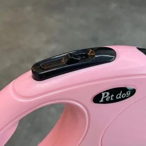 산책 강아지 자동 리드줄 핑크 5m 강아지리드줄
