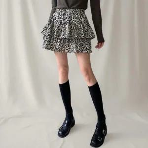아트박스/신상오픈런 여성 레오파드 프릴 미니 스커트 캉캉 스타일