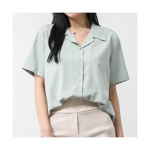 [오버나인] 여성 링클프리 오픈 반팔셔츠 블라우스