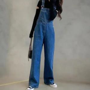 [신세계라이브쇼핑][옷자락] 여성 키치 스타일 멜빵 데님 오버롤 와이드 바지