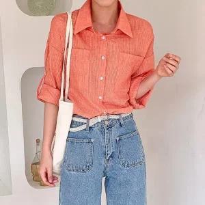 빅사이즈 405 아사롤업슬리브숏남방 DIRP315