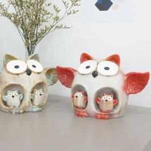 ksr 아기품은 날개 부엉이 저금통 (블루/레드)