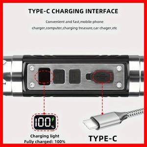 6-in-1 흰색 노란색 UV 365nm/395nm LED LCD 손전등 USB 충전 보석 옥 돌 애완 동물 얼룩 마커 광석 돈 전