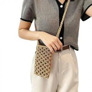 니트 미니 가방 핸드폰 네트 크로스백 캐주얼 뜨개