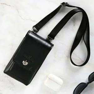 ( )미니 크로스백 빈티지 가죽 가방 카드 블랙