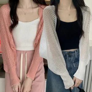 [하프클럽/]여성 얇은 니트 가벼운 볼레로 URK300 망사 미니 숏볼레로 볼레로