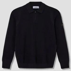 STONE ISLAND  558A4 Stretch RWS Wool Half Zip Polo Knit 8115558A4 A0029)  하프 집업 폴로 니트)