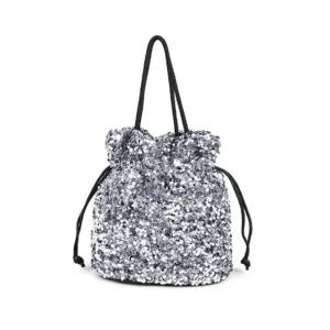 스팽글 토트백 파티룩 미니 조리 가방 실버 (WFKO539)