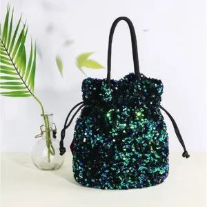 스팽글 토트백 파티룩 미니 조리 가방 다크그린 (WFKO533)