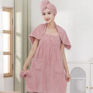 [골드스마일]샤워가운 세트 스커트 터번 세안밴드 목욕 여성