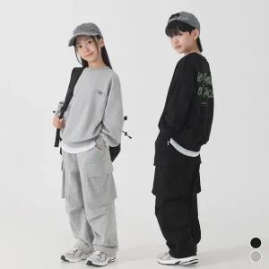 [보리보리/피아네르 키즈]키즈/주니어_그래픽 맨투맨&빅포켓 팬츠 셋업 (2color)