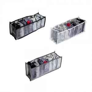 (색상 01_블랙,02_그레이,03_화이트)메쉬 속옷 양말 서랍 칸칸 수납 정리함 7칸 정리함