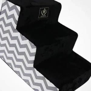 [골드스마일]반려동물 지그재그 3단 발판 계단 블랙 쿠션 애견 편안한 오르는