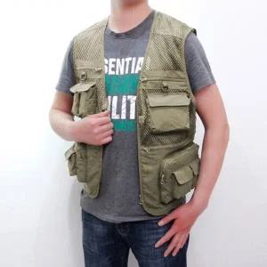 ( )가벼운 메쉬 레저조끼 작업 등산조끼 L 베이지