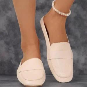 [다잇템] 여성 레더 슬리퍼 단화 베이직 샌들힐 단화