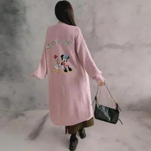 [다잇템] 여성 캐릭터 뒷면 골지 나염 빅사이즈 롱 가디건