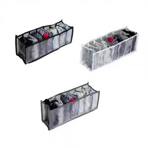 (색상 01_블랙,02_그레이,03_화이트)메쉬 속옷 양말 서랍 칸칸 수납 정리함 7칸 정리함