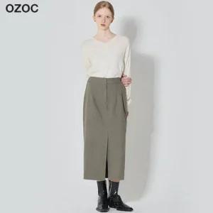 오조크 프론트 슬릿 하프밴딩 H스커트