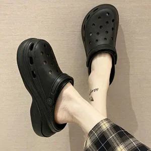 [엄지척]캐주얼 JCXW3930 여성 여름 키높이 통굽 고무 뮬 슬리퍼 신발