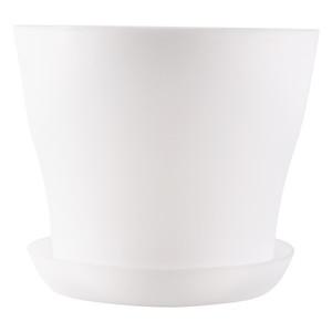 플라스틱 식워터 화분 쏘서 트레이 포함  라운드 글로스 홈 가든 장식  흰색 상단 구경  14cm / 5.51 인치