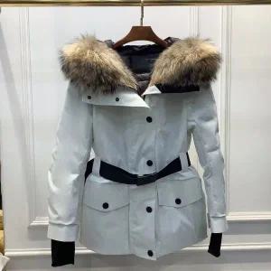 남자 여자 스키복 남성 여성 보드복 세트 여성용 모피 M 홈 두꺼운 화이트 구스 다운 재킷 늑대 큰 칼라 짧