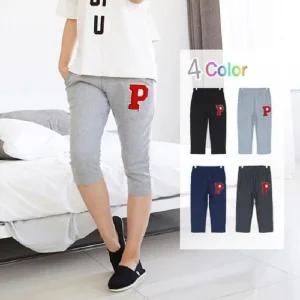 ONM 여성 P패치 7부 트레이닝 팬츠 여름 캐주얼 칠부 바지