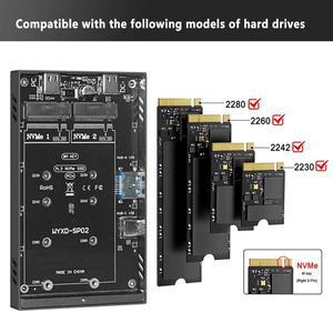 정시출고 무료배송 A64K M.2 NVMe SSD 도킹 스테이션 10Gbps, PC 및 노트북용 듀얼 베이 알루미늄 하드 드