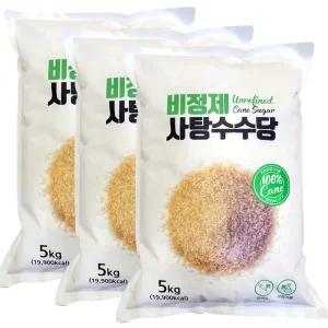 비정제원당 5kgx3개/설탕 매실 천연당 과일청 효소