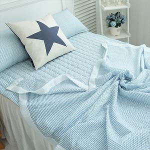 [바숨]심플라인 여름홑이불+침대패드+베개커버 침구풀세트 퀸 Q