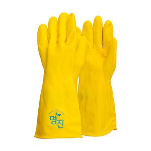 명진 공업용 고무장갑 9호 노란색 1켤레